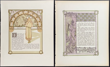 Mucha - 5 Ornately Illustrated Pages with Image and Text to each side