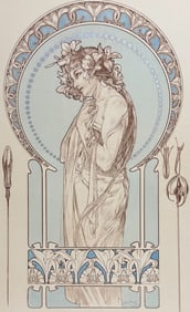 Mucha, Folio - Illustration of Woman with Flowers. 9