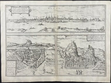 Braun & Hogenberg, pub. 1575 - Views of Germany: Mainz, W?rzburg, & Sion (Sitten)
