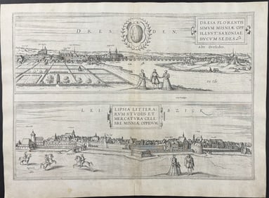 Braun & Hogenberg, pub. 1575 - View of Prague & Cheb, Czech Republic