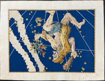 Bayer - Constellation Chart: Hercules, Man with Club and Bouquet