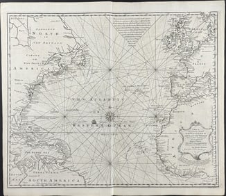 Harris - A New & Accurate Chart of the Western or Atlantic Ocean
