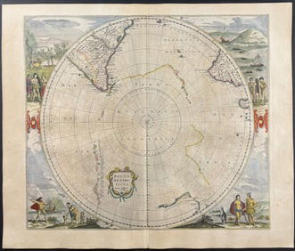 Jansson & Hondius, pub. 1656 - Map of the Antarctic Circle (South Pole) [No Antarctica, part of
