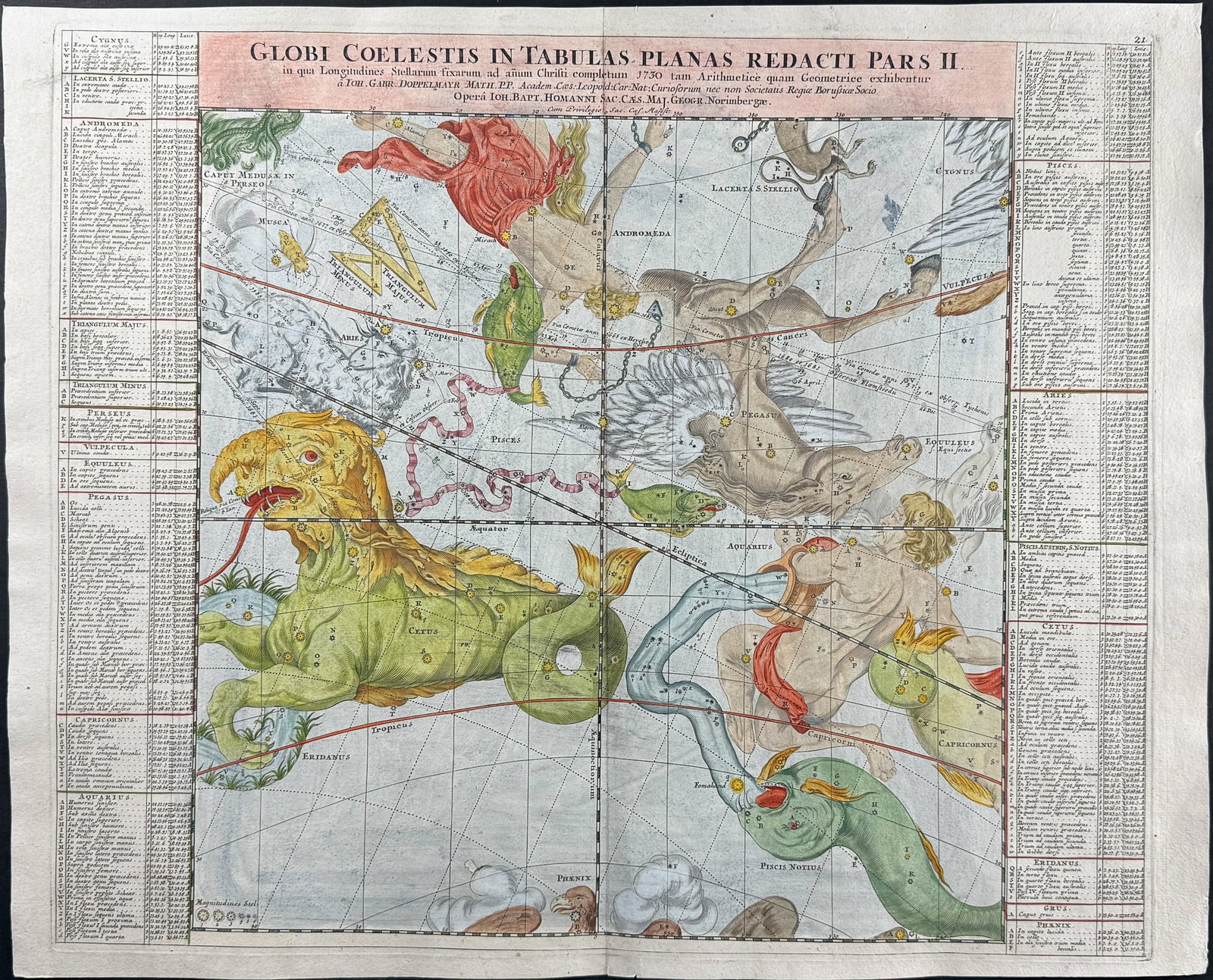 Doppelmayr & Homann - Constellation Chart (Cetus, Pegasus, Andromeda, Pisces) [Globi Coelestis In (1 of 1)