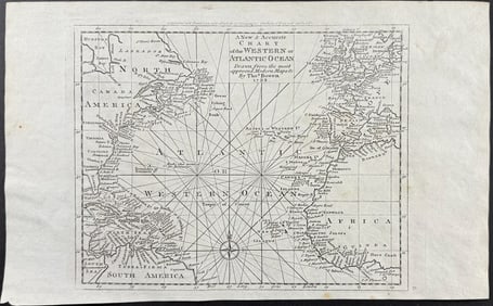 Bankes - A New & Accurate Chart of the Western or Atlantic Ocean (part of Americas, Africa, Europe)