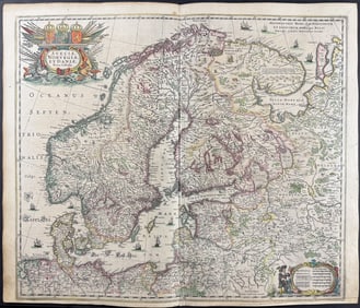 Jansson & Hondius, pub. 1656 - Map of Scandinavia (Sweden, Norway, Denmark, Finland, part of Europe
