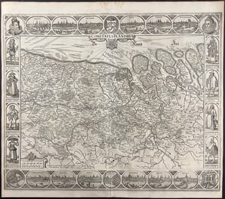 Visscher - Map of Flanders, Belgium [Comitatus Flandria]