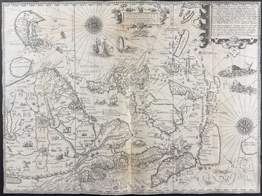 Linschoten - Map of East Asia with China, Japan, East Indies Islands