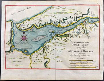 Schwabe after Bellin - Chart of Port Royal Harbor or Annapolis Royal, Nova Scotia, Canada