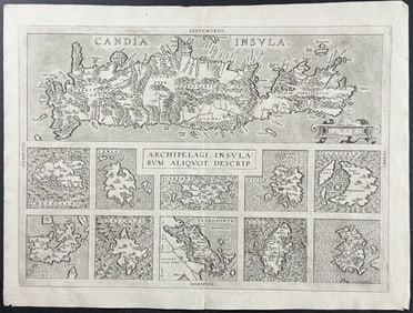 Ortelius, pub. 1580 - Map of Candia, Crete, Greek Islands