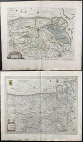 Jansson & Hondius, pub. 1656 - Pair of Maps of Flanders, Belgium & Zeeland, Netherlands