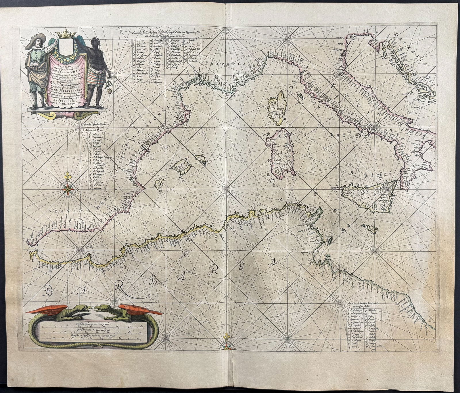 Jansson & Hondius, pub. 1656 - Chart of the Mediterranean Sea with part of Europe & Africa (1 of 2)