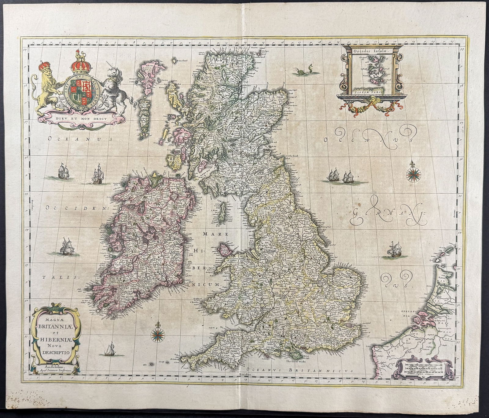 Jansson & Hondius, pub. 1656 - Map of the British Isles (England, Scotland, Ireland) (1 of 2)