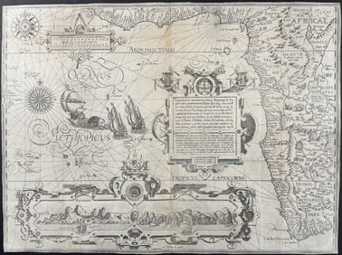 Linschoten - Map of Western Africa with Insets of Ascension & Saint Helena Islands [Typus orarum