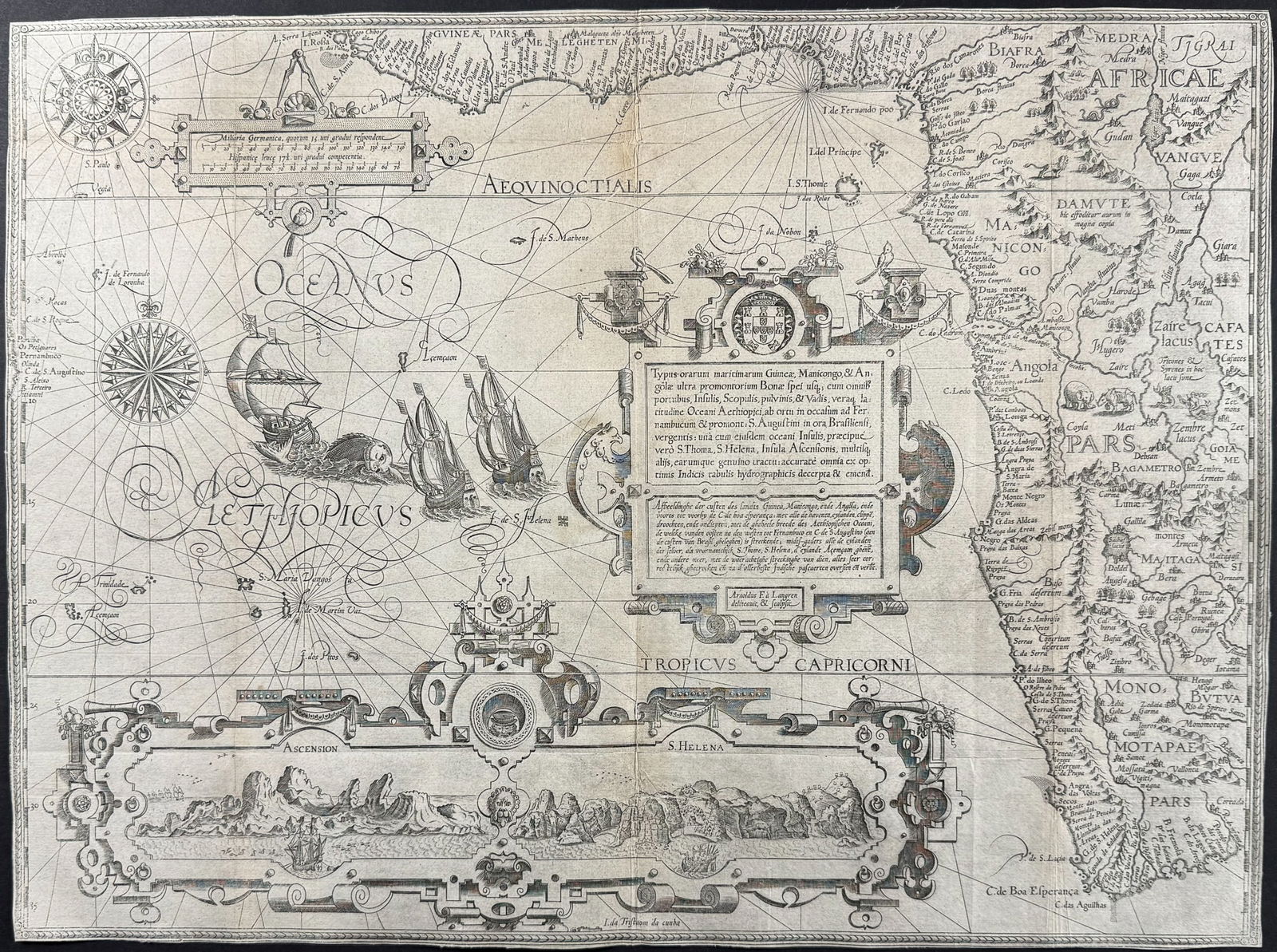 Linschoten - Map of Western Africa with Insets of Ascension & Saint Helena Islands [Typus orarum (1 of 2)