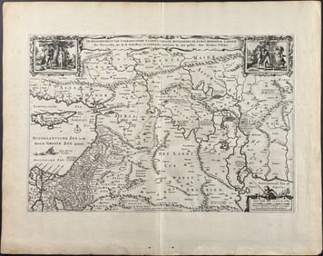 Blaeu - Map of the Holy Land (Insets of Garden of Eden, Adam & Eve)