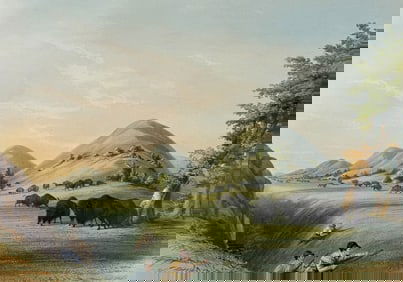 Catlin, Folio - Buffalo Hunt, Appraching in a Ravine