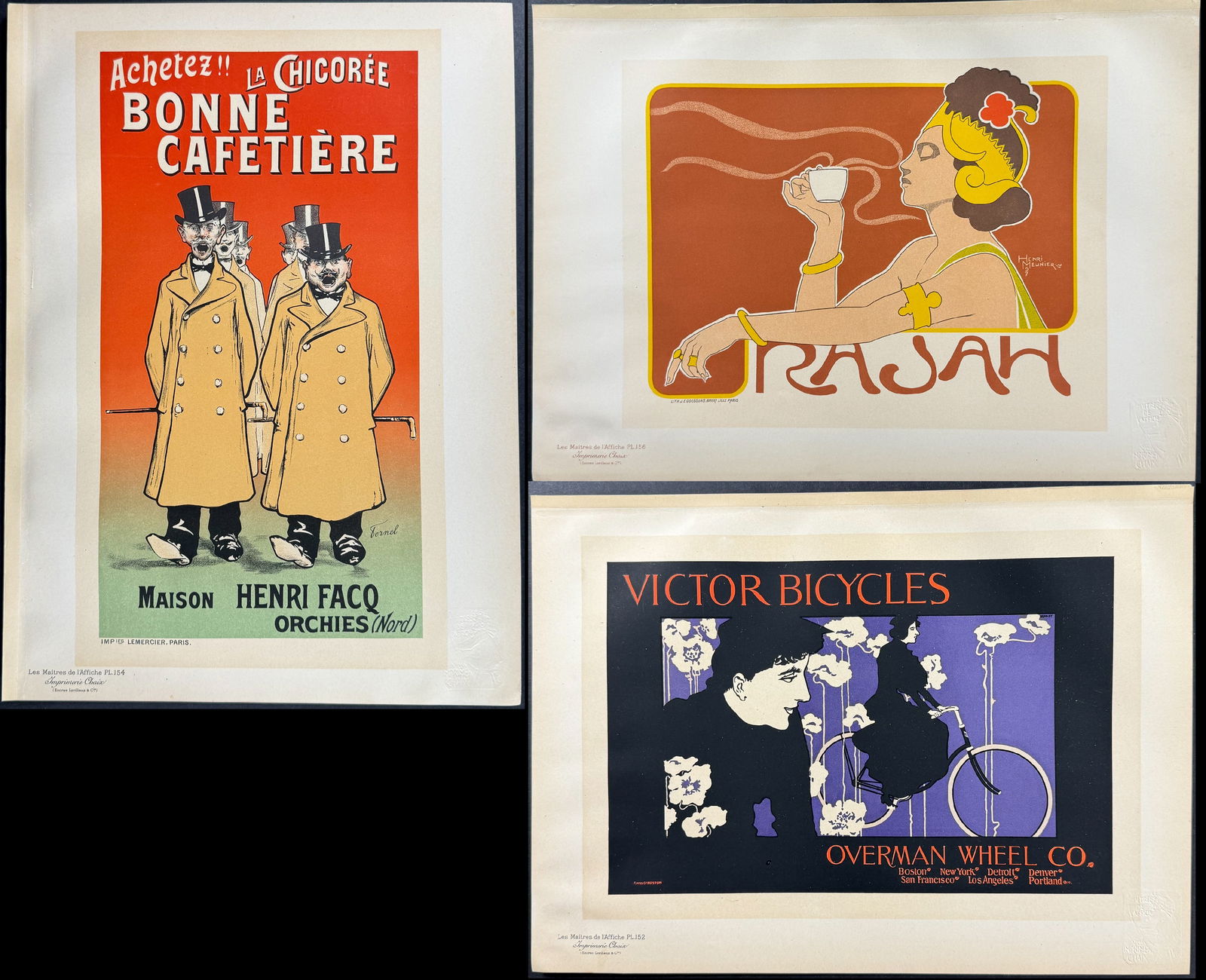 Maitres Affiches - 5 Poster Lithographs: This first edition, folio lithograph after a poster is from Les Maitres de l'Affiche. The work was published by Imprimerie Chaix under the direction of Jules Cheret in Paris between 1896 and 1900. The