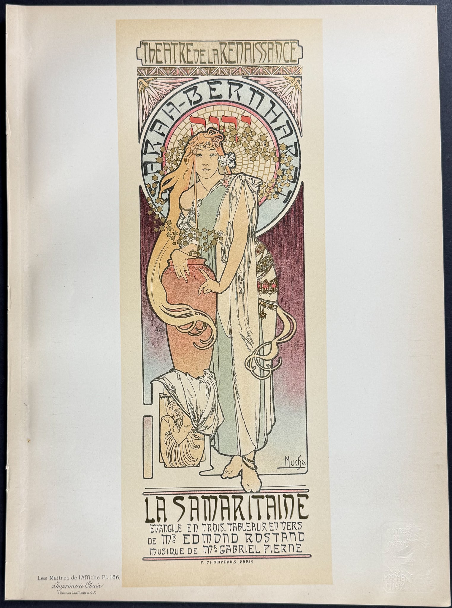 Maitres Affiches by Mucha - La Samaritaine. 166: This first edition, folio lithograph after a poster is from Les Maitres de l'Affiche. The work was published by Imprimerie Chaix under the direction of Jules Cheret in Paris between 1896 and 1900. The