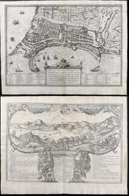 Braun & Hogenberg, pub. 1575 - Pair of Views of Italy: Ancona & Puzzuoli