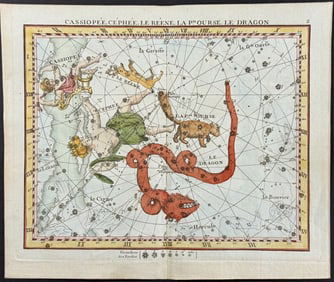 Flamsteed - Constellation or Celestial Chart: Cassiopaea, Dragon, Cepheus. 2