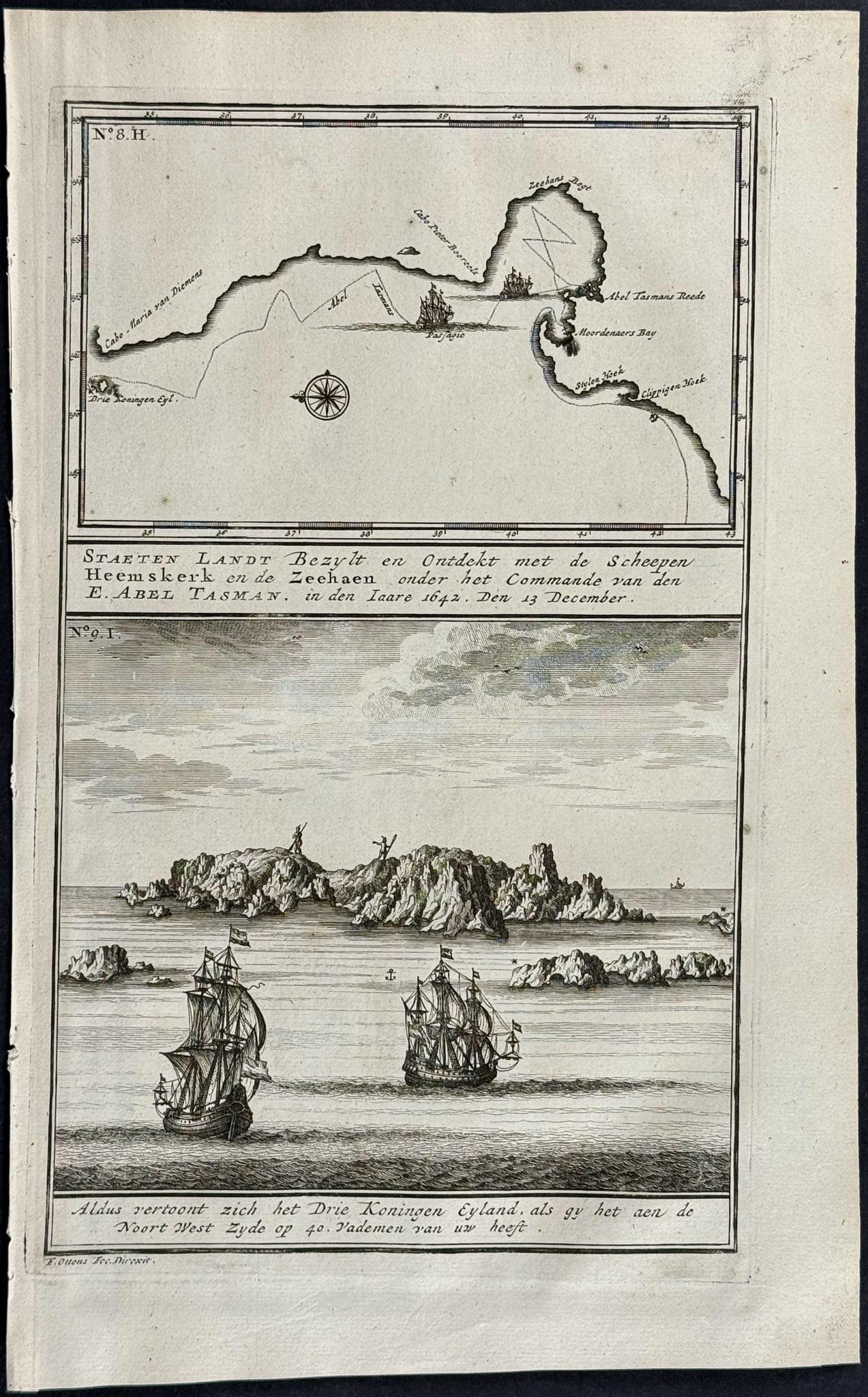 Valentijn, New Zealand - One of the Earliest Maps of Staten Landt, New Zealand charted by Abel (1 of 1)
