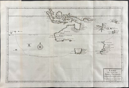 Valentijn, Australia & New Zealand - Chart of Abel Tasman's Expedition Charting New Holland