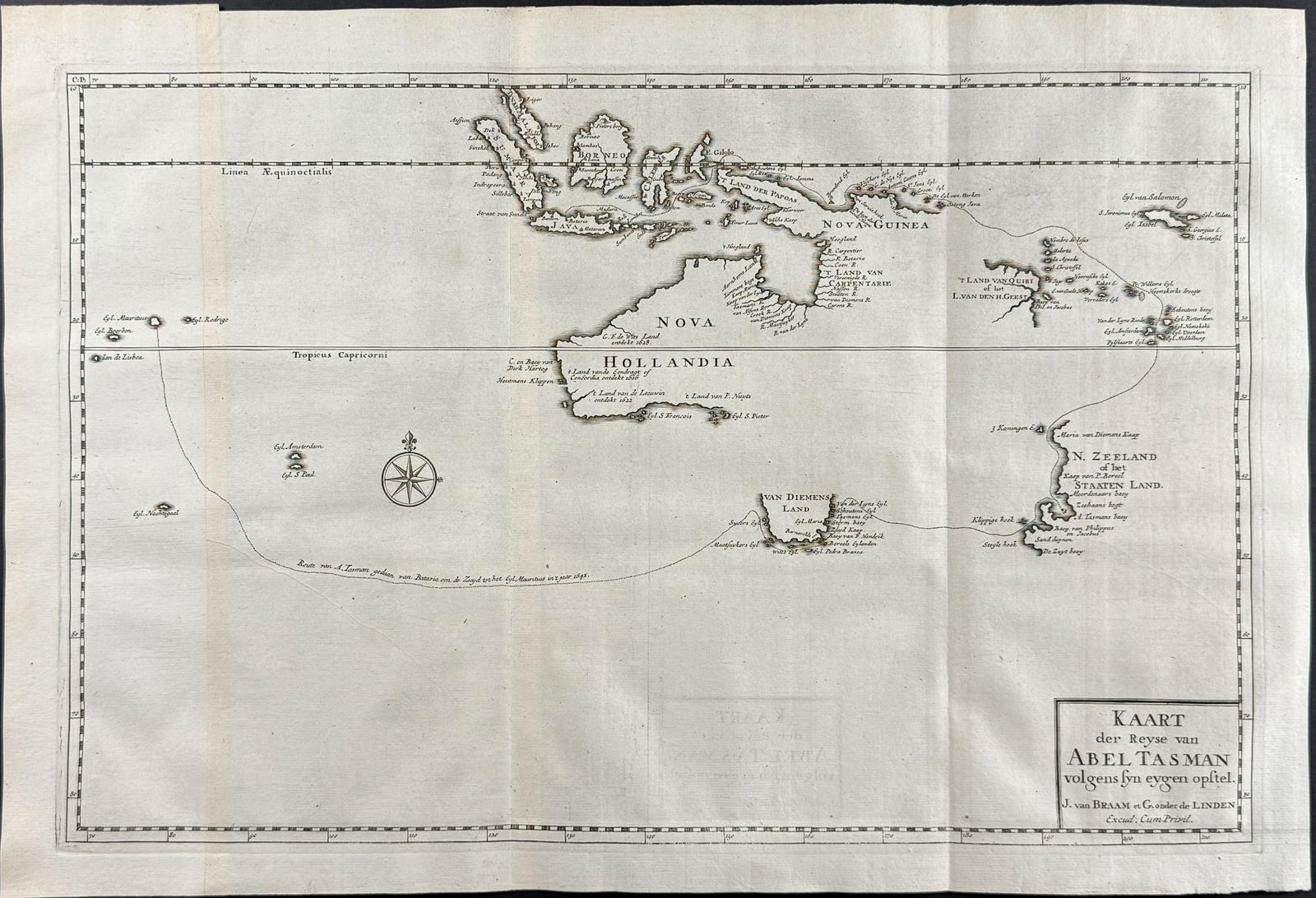 Valentijn, Australia & New Zealand - Chart of Abel Tasman's Expedition Charting New Holland (1 of 2)