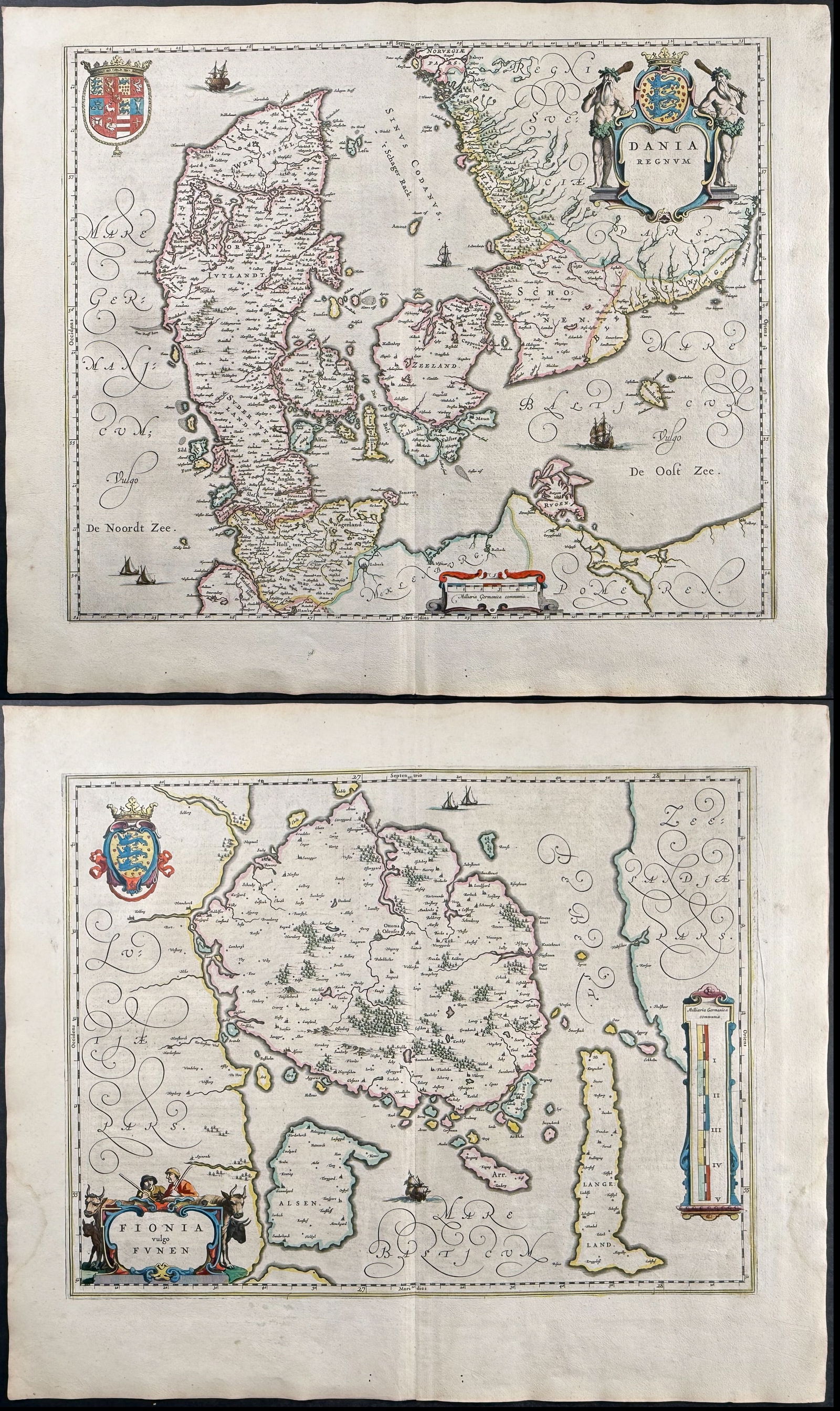 Blaeu - Pair of Maps of Denmark (1 of 5)