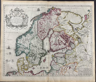 Blaeu, pub. 1642 - Map of Scandinavia (Sweden, Denmark, Norway, Finland