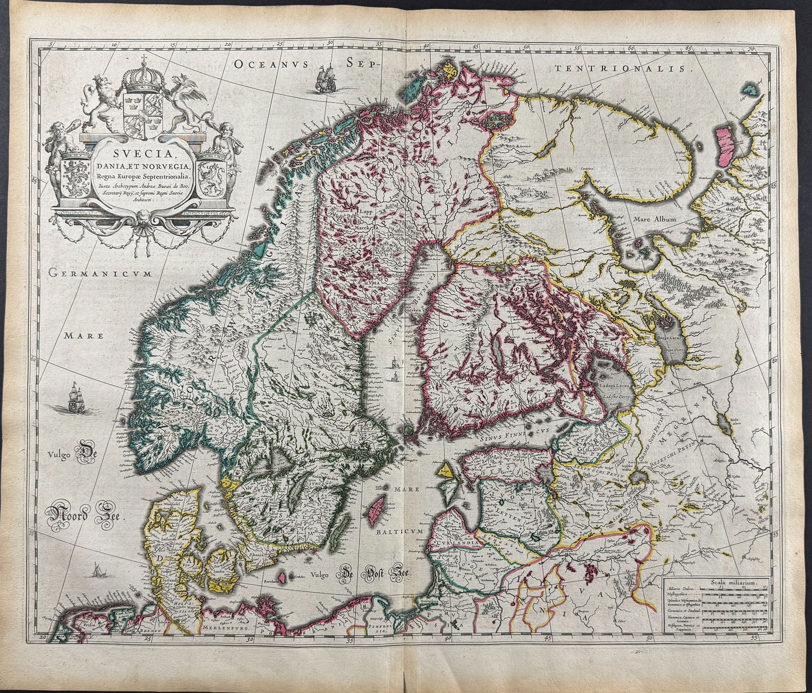Blaeu, pub. 1642 - Map of Scandinavia (Sweden, Denmark, Norway, Finland (1 of 2)