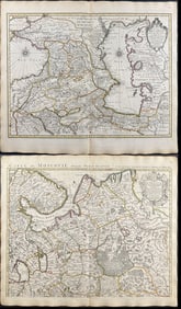 De L'Isle - Pair of Maps of Russia: Moscow, Caspian Sea