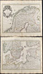 De L'Isle - Pair of Maps of Scandinavia (Denmark, Sweden, Norway, Finland)