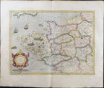 Mercator & Hondius, pub. 1634 - Map of Normandy & Brittany, France