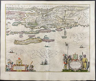 Jansson & Hondius, pub. 1656 - Map of Dalmatian Coastline, Croatia