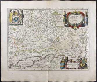 Jansson & Hondius, pub. 1656 - Map of Moscow, Russia & Ukraine