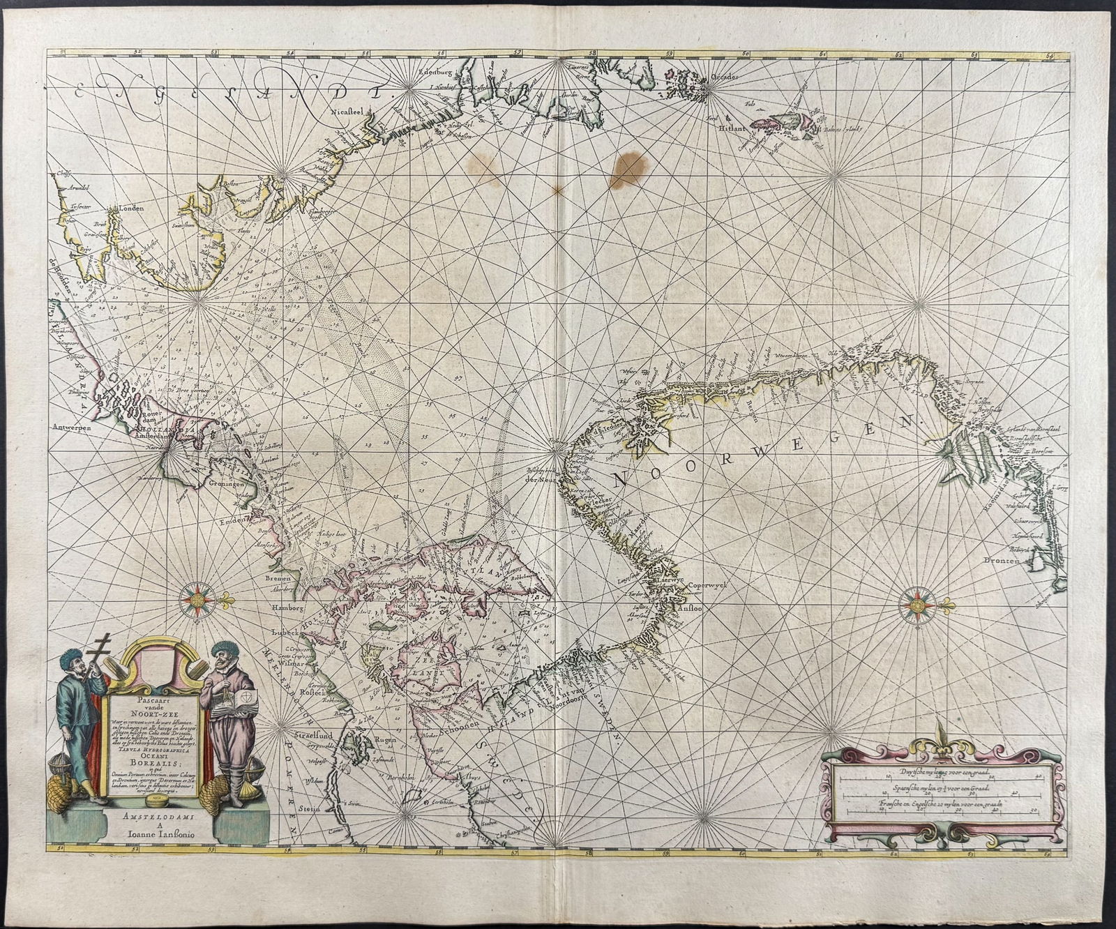 Jansson & Hondius, pub. 1656 - Chart of the North Sea (1 of 2)