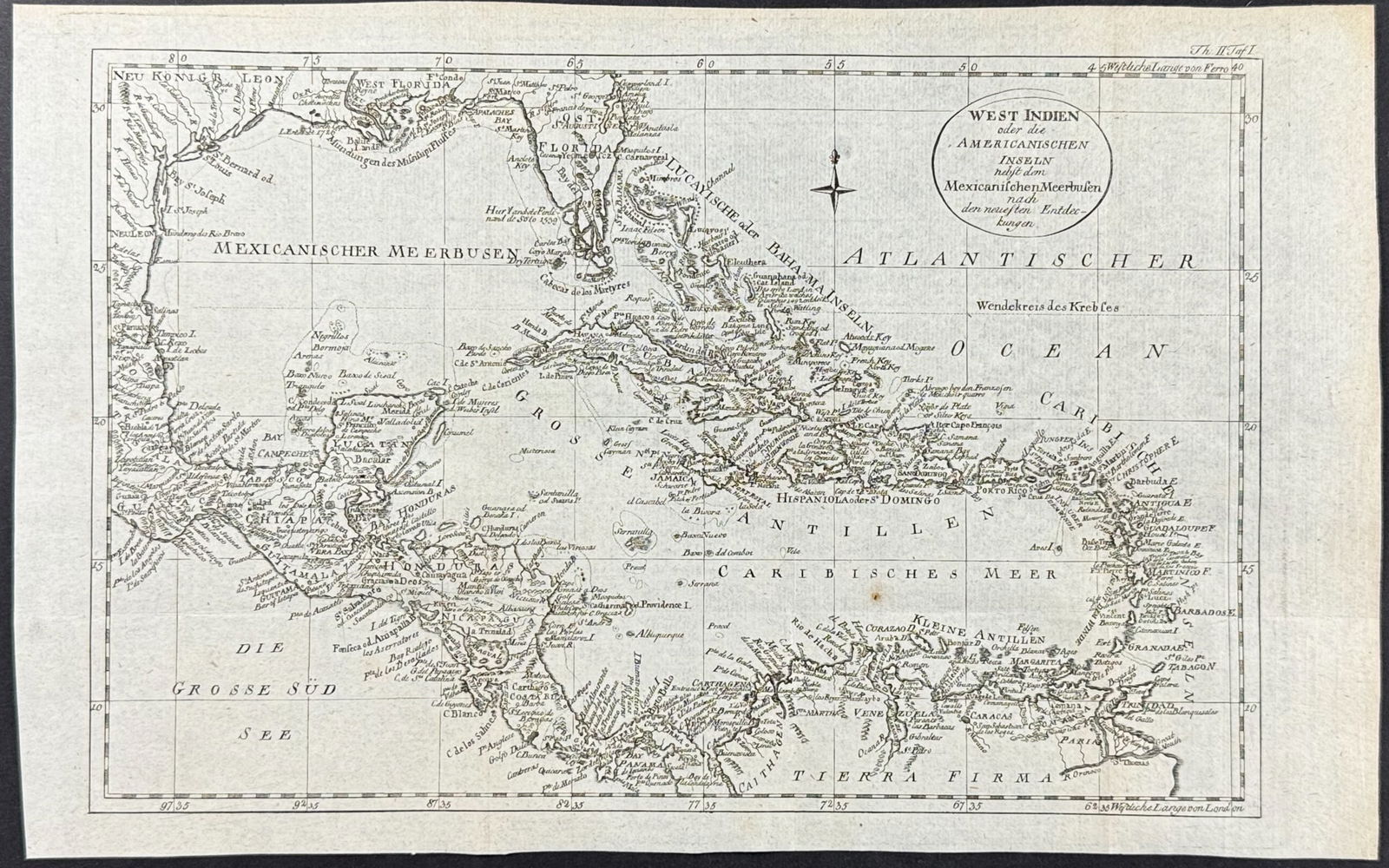 Russell - Map of the West Indies with part of Florida, Central & South America, Mexico (1 of 2)