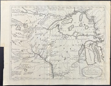 Carver - Map of the Midwest, Great Lakes, Upper Mississippi River (A Plan of Captain Carver's