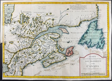 Schwabe after Bellin - Map of New France or Canada