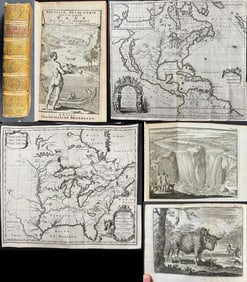 Hennepin's .. Amerique.. - Volume with Frontispiece, 2 Engravings & 2 Disbound Maps