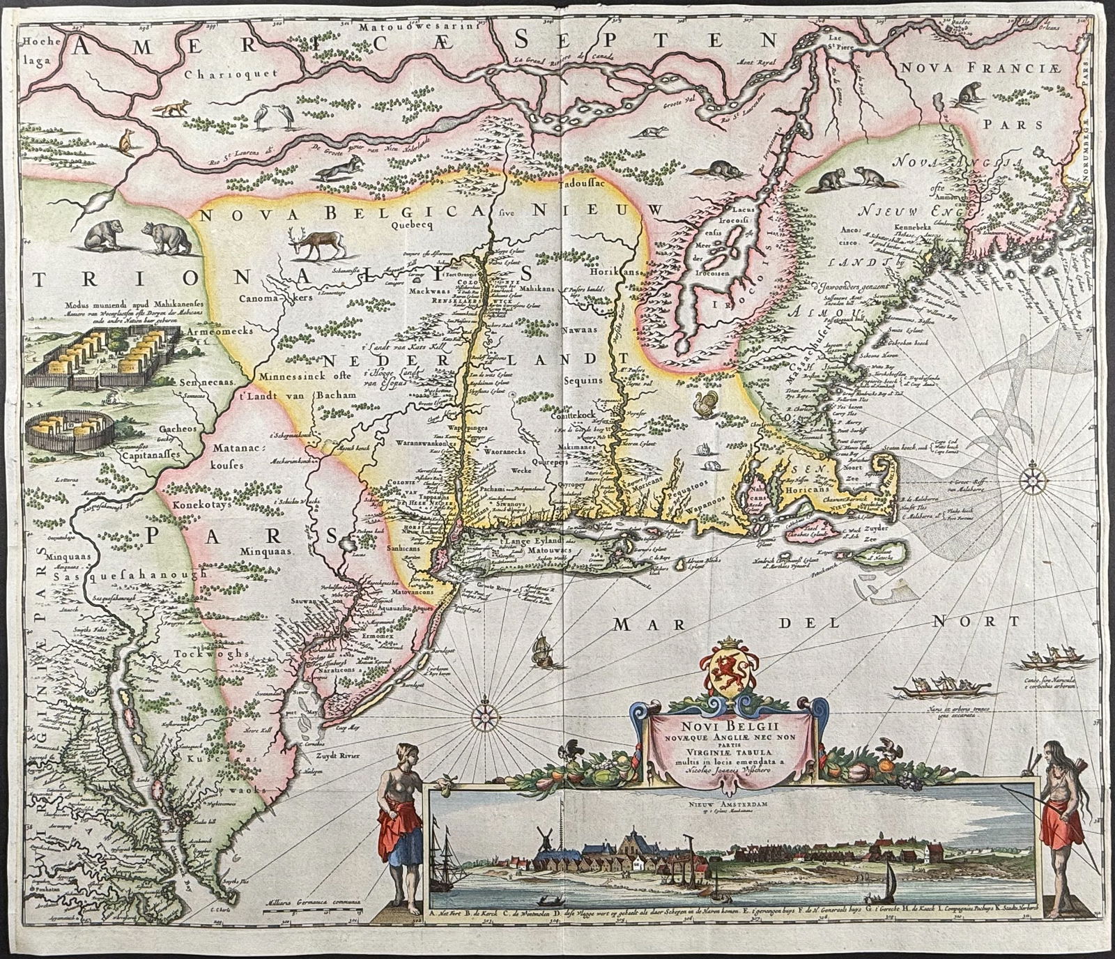 Visscher - Map of New Belgium / Netherlands (America, New England with Virginia to New France (1 of 2)