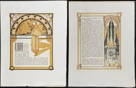 Mucha - 5 Ornately Illustrated Pages with Image and Text to each side