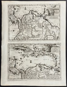 Van der Aa - Map of Northern South America / Map of West Indies or Antilles Islands
