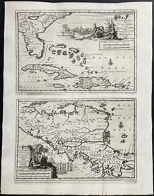 Van der Aa - Map of Florida and West Indies / Map of Central America with Honduras and Costa Rica