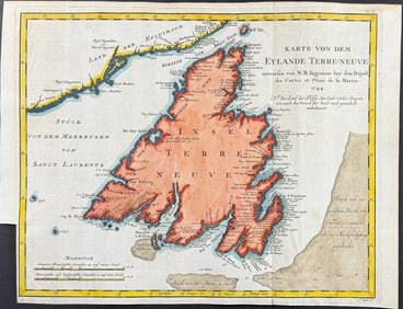 Schwabe after Bellin - Map of Newfoundland, Canada