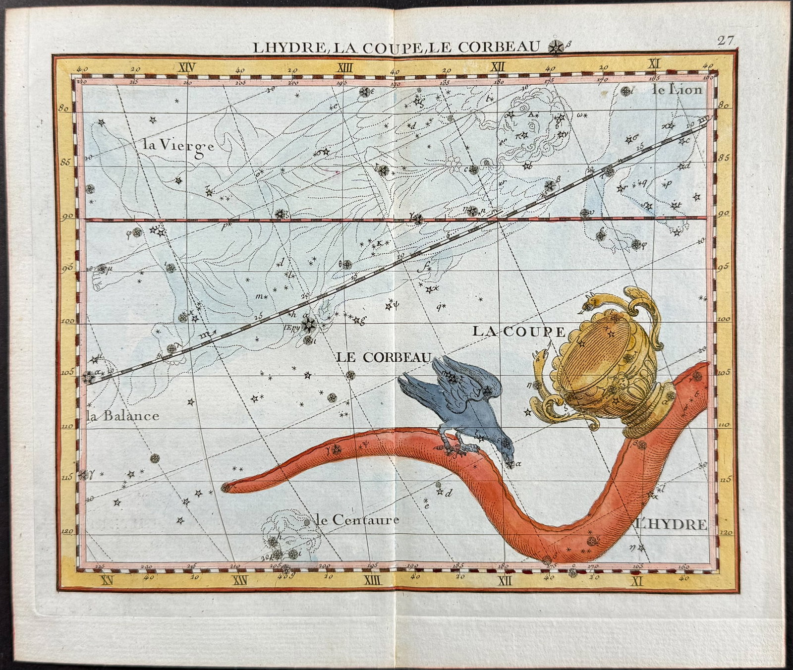 Flamsteed - Constellation or Celestial Chart: Hydra, Crow, Cup. 27 (1 of 1)