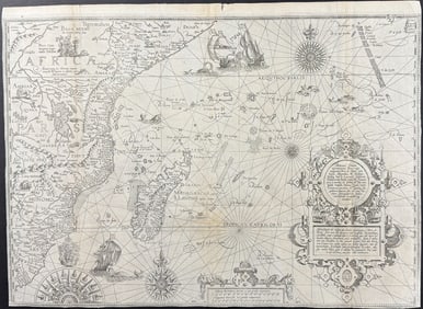 Linschoten - Map of the Indian Ocean with Madagascar & East Coast of Africa [Delineatio Orarum