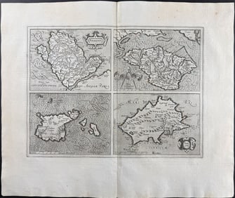 Mercator & Hondius, pub. 1630 - Map of Islands in the English Channel (Guernsey, Anlesey, Wight,