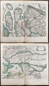 Blaeu, pub. 1642 - Pair of Maps of Southern Holland (Netherlands)